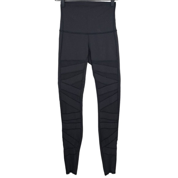 Lululemon Wunder Under legging High Rise*Tech Mesh 28" Black Yoga 2 lace inset - Picture 4 of 16